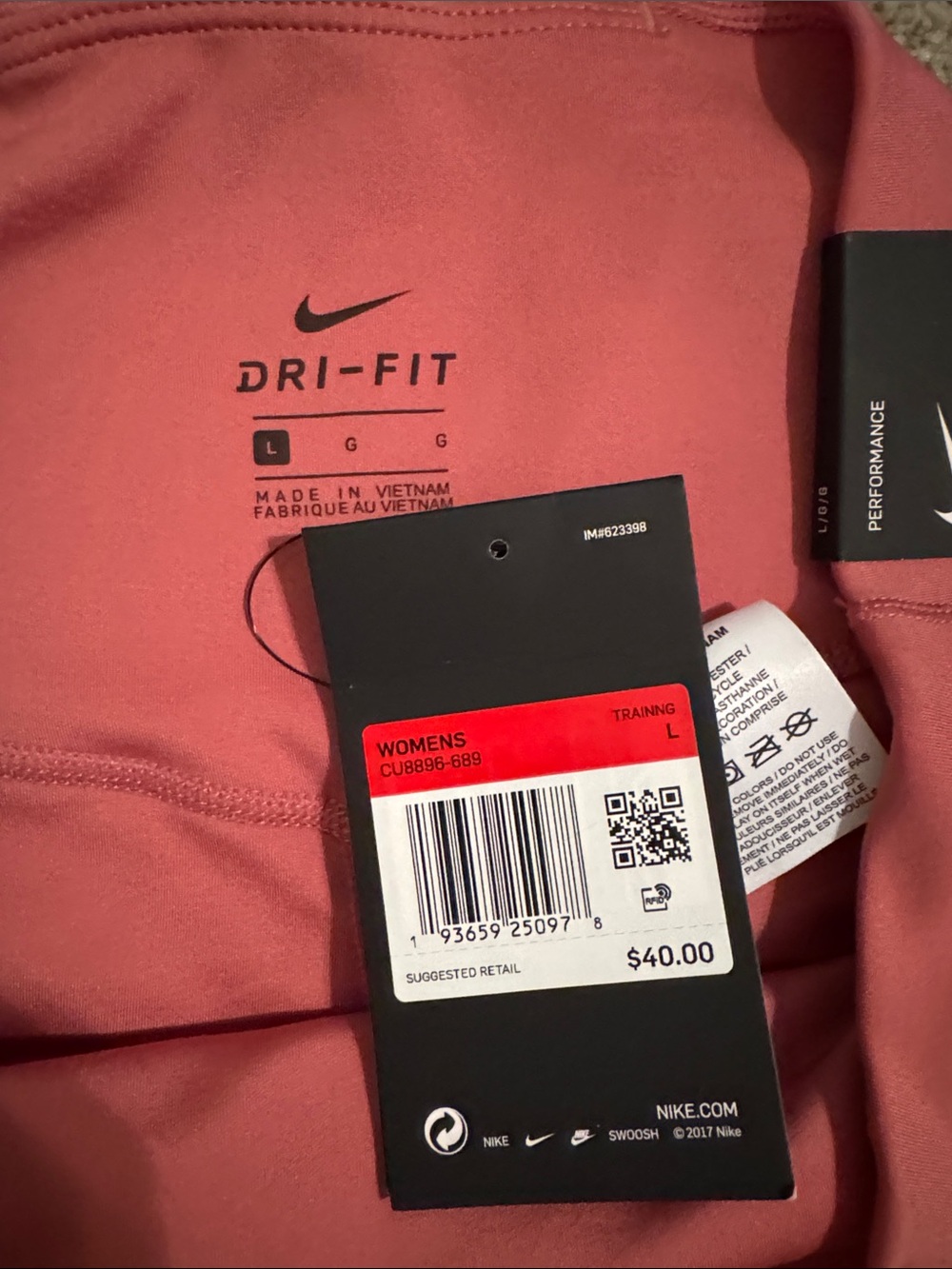 Nike Women's Rose Bike Shorts with White Swoosh - Picture 4 of 4